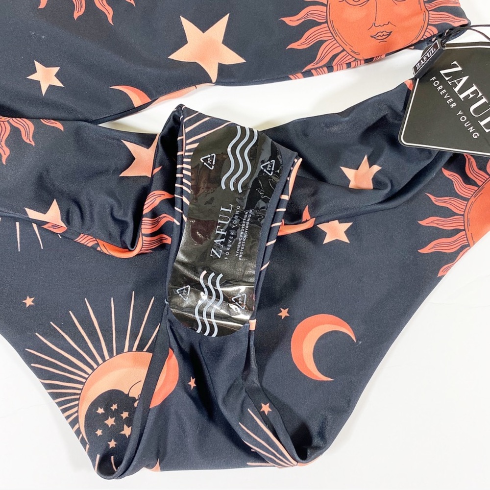 NWT ZAFUL Sun Moon Star Print Bandeau Bikini Set - Picture 6 of 10